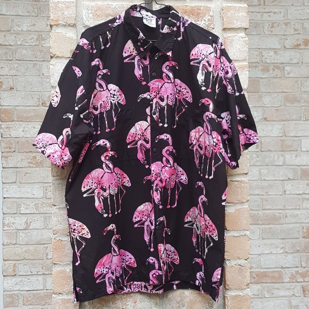 Rum Reggae flamingo Hawaiian shirt batik XL